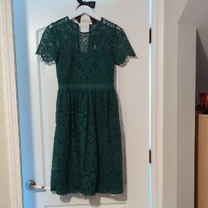 Self-Portrait Emerald Lace Midi Dress